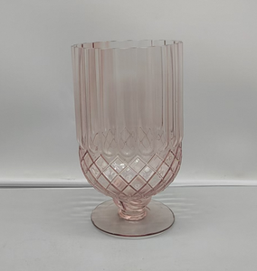 Soufflé à la main Vintage Rose Verre Vase Artisan Gravé Conception Piédestal Base Élégant De Mariage Décor À La Maison Table Pièce Maîtresse - Product Image 3