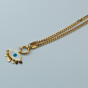 Collar de Acero Inoxidable Chapado en Oro de 18K al por Mayor, Cadena de Serpiente con Ojo Turco y Turquesa, Joyería de Moda para Mujer, Regalo - Product Image 3