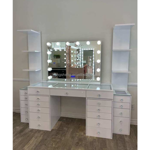 <span class=keywords><strong>Tocador</strong></span> de Maquillaje de Madera Blanca con Espejo LED Iluminado y Cajones, Mesa de Maquillaje Moderna con Almacenamiento para Dormitorio/Hogar - Product Image 3
