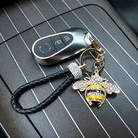 Porte-clés Abeille en Cristal, Anneau Métallique pour Clés de Voiture, Pendentif Mignon pour Sac, Accessoire Cadeau