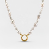 Collar de Perlas Barrocas Naturales con Cuentas Irregulares, Chapado en Oro de 18K sobre Plata de Ley 925