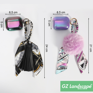 Fur Ball Tassels Macrame Scarf Keychain Decorate Silicone Protect Cover Cute Glossy <strong>Earphone</strong> case for airpods - Product Image 6