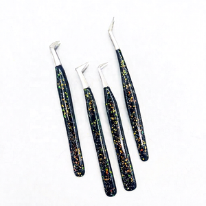 Pinzas Profesionales para Extensión de Pestañas, de Acero Inoxidable Brillante, Duraderas, de Alta Calidad, Agarre Fuerte, Curvadas, para Volumen, Venta al Por Mayor - Product Image 1