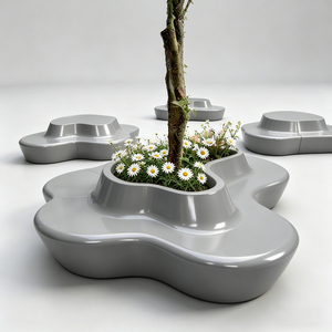 Banc d'extérieur commercial en UHPC personnalisé avec jardinière intégrée pour campus scolaire - Product Image 6