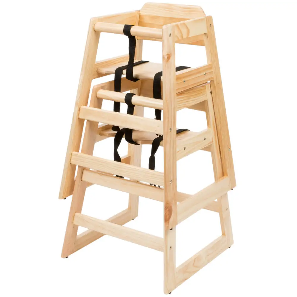 Cadeira de bebê de madeira natural alta empilhável