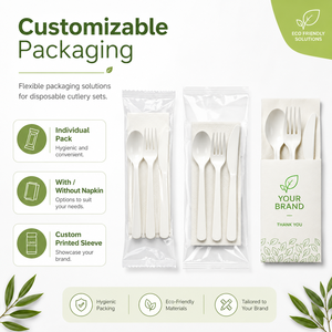 Kit de couverts jetables compostables CPLA en plastique de haute qualité, biodégradables, cuillère, couteau, fourchette pour restaurant et camping - Product Image 4