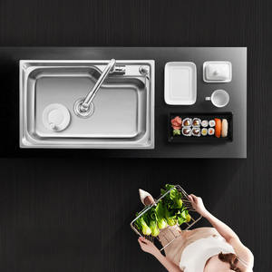 Évier de cuisine moderne à fente unique Éviers de cuisine multifonction en acier inoxydable avec cascade - Product Image 3