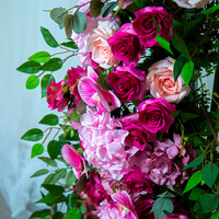 Fleur Artificielle Événement Décoration de Mariage Rose Fleur Toile de Fond Rose et Vert Fleur Florale Artificielle en Arc de Corne