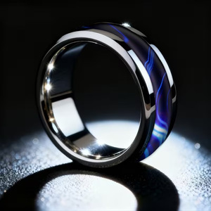 Nouvelle Collection 2026 – Bague de Couple Tendance en Acier Inoxydable Effet <span class=keywords><strong>Blu</strong></span>-<span class=keywords><strong>ray</strong></span>, Style Affaires, Marque Tendance pour Homme, Inoxydable - Product Image 4