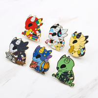 Broches de dragon de dessin animé personnalisées en usine, émail doux et émail dur, badges de personnages d'anime