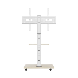 <span class=keywords><strong>Chariot</strong></span> de télévision mobile réglable en hauteur Support de télévision blanc roulant avec étagère pour écrans plats de 26 65 pouces - Product Image 4
