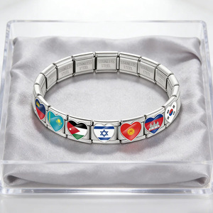 Module en acier inoxydable en forme de drapeau national pour la fabrication de bracelets, accessoires de bijoux DIY - Product Image 2