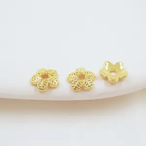 Высококачественные итальянские колпачки с золотыми цветами, 24 карата, колпачки с цветами 6 мм для ювелирных изделий