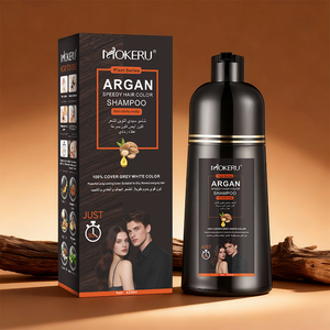 MOKERU Shampoo Colorante Naturale alle Erbe, Tinta <span class=keywords><strong>Senza</strong></span> <span class=keywords><strong>Ammoniaca</strong></span> con Olio di Argan, Nutriente e Duraturo per Copertura dei Capelli Grigi, 420ml - Product Image 3