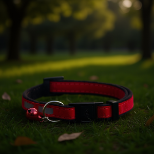 Collar Reflectante de Terciopelo para Gato con Campana Roja, Talla Mediana - Product Image 3