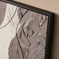 Décoration Murale Moderne Minimaliste en Relief 3D, Peinture sur Toile Texturée Abstraite en Plâtre, Encadrée, Décoration Murale Neutre pour Hôtel et Salon