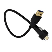 Cable USB 3.0 Macho a Macho USB 3.1 Tipo-C con Bloqueo de Tornillo para Montaje en Panel, Conductor de Cobre Puro y Blindaje Trenzado para Cámara de Computadora