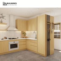 Buildgres-Ensemble complet d'armoires de cuisine de luxe en bois massif de style européen moderne