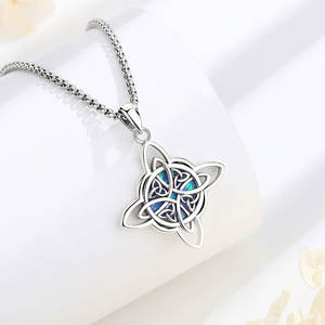 Changda rectangulaire nacre bonne chance opale pierre Wicca dieu femmes sorcières noeud bijoux pendentif collier - Product Image 4