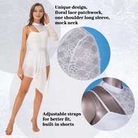 Costume de danse femmes mode dentelle Patchwork une épaule justaucorps robe de danse de salon robe latine pour les femmes