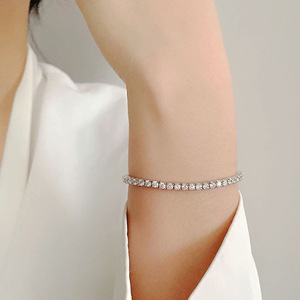 <span class=keywords><strong>Bracciali</strong></span> <span class=keywords><strong>in</strong></span> Moissanite e Diamanti Placcati Oro Bianco <span class=keywords><strong>in</strong></span> <span class=keywords><strong>Argento</strong></span> <span class=keywords><strong>925</strong></span> Lucidato a Specchio, 3mm, 6/6.5/7/7.5/8 Pollici, per Donna e <span class=keywords><strong>Uomo</strong></span> - Product Image 2