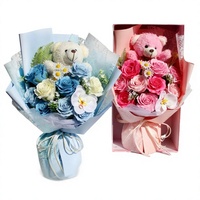 Buket Sabun Mewah Bergaya Kartun Cina Bernuansa Mawar untuk Hari Valentine, Siap Pakai, Hadiah untuk Pacar
