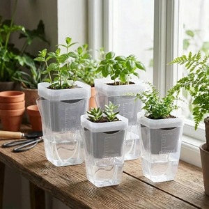 Maceta transparente para plantas, maceta con autorriego, orificios de drenaje, contenedor para propagación de plántulas, accesorios para el hogar y el jardín, 6,5 CM - Product Image 6