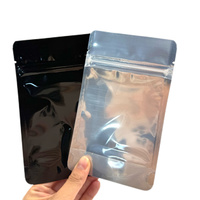 Pochette à fermeture éclair double face en feuille de mylar noir et blanc brillant anti-odeur Sac à fermeture éclair plat thermoscellable pour échantillon pour le stockage des aliments
