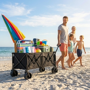 Heavy Duty 360LBS Folding Beach <strong>Wagon</strong> Cart with Wheel Extra Long <strong>Collapsible</strong> Camping Cart Portable Outdoor <strong>Wagon</strong> for Beach - Product Image 2
