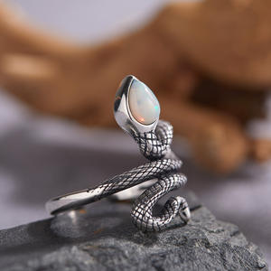 Juego de plata pura con granate natural, color Abbot, anillo de plata tailandesa, moda en forma de serpiente para mujer - Product Image 6