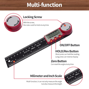 Ditron goniometer sợi carbon thước đo góc 200mm 300mm <span class=keywords><strong>2</strong></span> trong <span class=keywords><strong>1</strong></span> nhựa kỹ thuật số thước đo góc Finder - Product Image 4