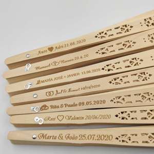 Éventail en Bois Personnalisé comme Cadeau de <span class=keywords><strong>Mariage</strong></span> pour Invités, Éventail Pliant Personnalisable - Product Image 5