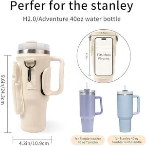 Borsa Portatile in Neoprene per Bottiglia d'Acqua per Stanley Tumbler con Tasca con Cerniera e <span class=keywords><strong>Tracolla</strong></span> Regolabile per Escursionismo - Product Image 4