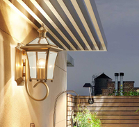 Lampes murales extérieures LED en cuivre de style européen avec commande tactile, étanches pour couloir, cour et balcon