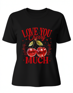 T-Shirt Unisex con Stampa Ciliegie Rosse, Manica Corta, Collo Tondo, in Morbido Cotone, Vestibilità Comoda, Lavabile in Lavatrice, Per Tutte le Stagioni - Product Image 1