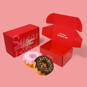 Custom print logo design cardboard doughnut packing boxes dividers gable donut packaging paper bagel box with coffee cup holder