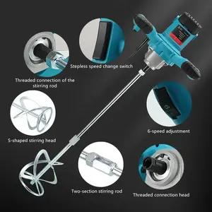 Mezclador Eléctrico Portátil KHC con Motor de Escobillas, 6 Velocidades Ajustables, 1000W, 110V/220V, 50Hz/60Hz, para Pintura, Lodo, Cemento, Masilla y Polvo - Product Image 2