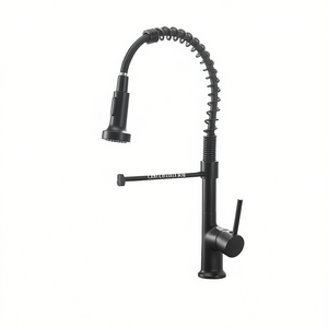 Robinet de cuisine noir extractible à poignée unique, design moderne, montage sur comptoir, en laiton avec valve en céramique, 2.0-2.9 GPM - Product Image 1