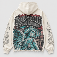 Sweat-shirt à capuche oversize en molleton de coton épais avec motif graphique pour les marques de vêtements de luxe personnalisées de style streetwear