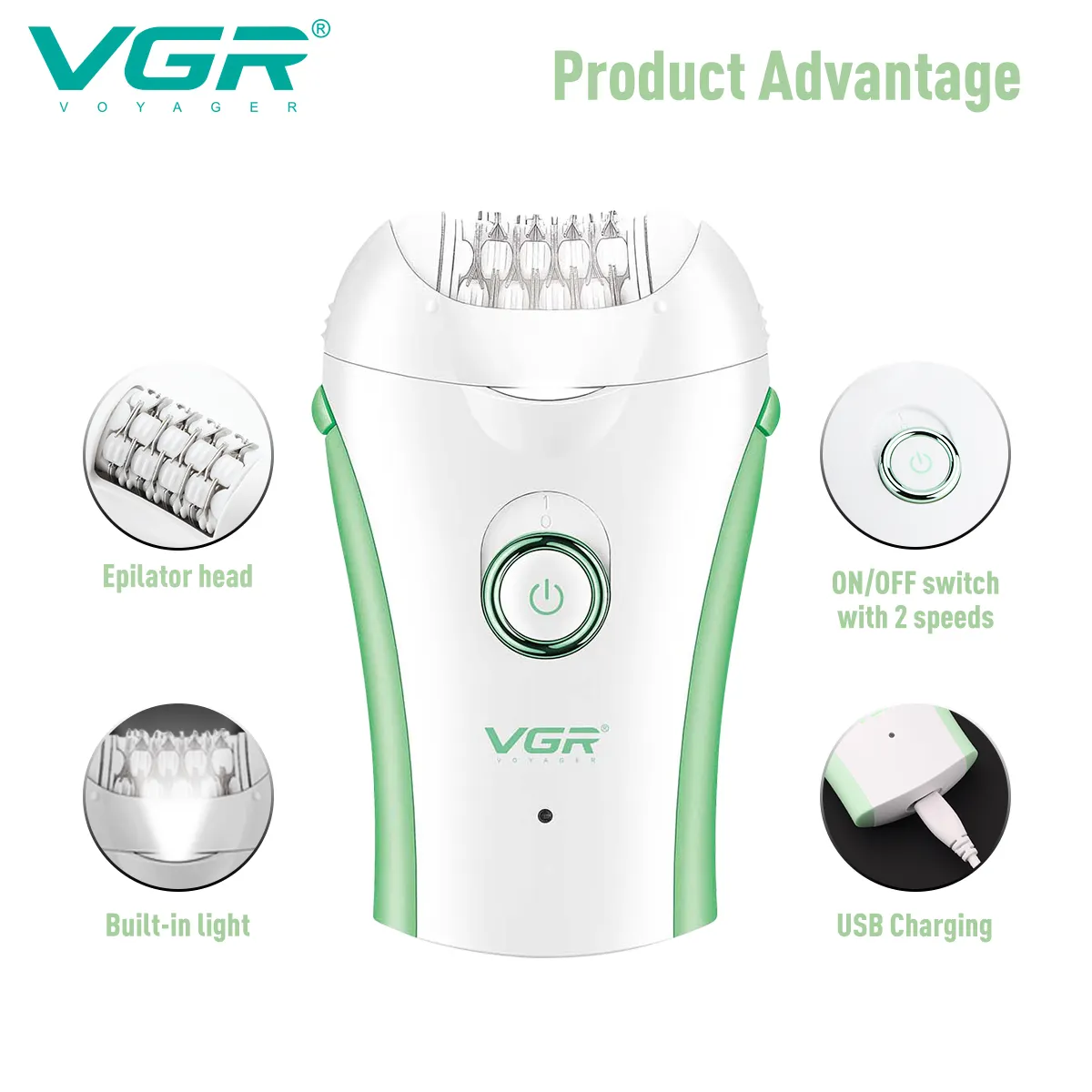 VGR V-705 Portable Electric Body Shaver Rechargeable Hair Removal Appliances Lady Epilator for Women
