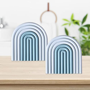 Sous-plats et dessous de verre résistants à la chaleur pour casseroles et plats chauds, en silicone, caoutchouc et PVC, motif arc-en-ciel mignon, personnalisables - Product Image 3