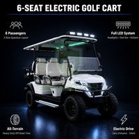 Voiturette de golf électrique tout-terrain 6 places, grande roues robustes, 72 volts, avec spoiler, batterie lithium