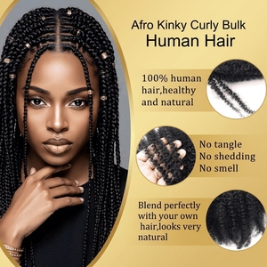 Capelli Umani Brasiliani Afro Kinky Bulk per Intrecciare, Quattro Bobine Remy, Otto Trenti Pollici, Cento Grammi, Senza Sostanze Chimiche, USA Europa - Product Image 3