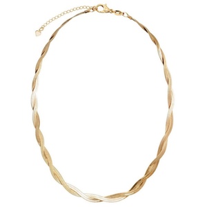 สร้อยคอแฟชั่นแบบโซ่เกลียวเคลือบ PVD ทอง 18K สแตนเลสสตีล ลายก้างปลา สำหรับผู้หญิง - Product Image 1