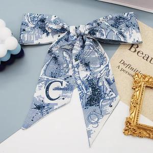 Luxe Dames Lange <span class=keywords><strong>Skinny</strong></span> Satijnen Zijden Sjaal Bedrukt Bloemblaadjes Vintage Dot Geometrisch Polyester Voor Zomer Hoofdband - Product Image 6