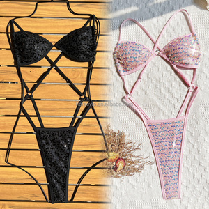 ชุดบอดี้สูทเลื่อมวิบวับ S770 สไตล์เซ็กซี่ แฟชั่นชุดว่ายน้ำบิกินี่สำหรับผู้หญิง ชุดชายหาดสไตล์มินิมอล - Product Image 3