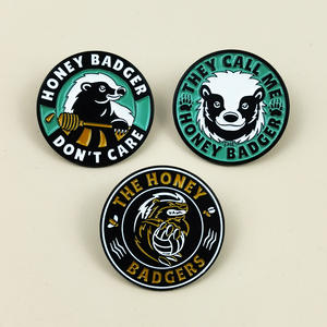 Broche ronde en alliage, motif Marmotte des montagnes cool de dessin animé, finition émaillée, pour décoration de sac à dos, badge animal avec inscription en anglais - Product Image 1