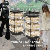 Présentoir à boucles d'oreilles rotatif à 360° à 4 niveaux en métal, support à bijoux rustique, montage facile, présentoir de comptoir pour magasin de gros