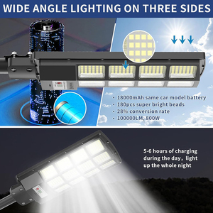 800W Solar Street <b>Light</b> <b>with</b> <b>Motion</b> <b>Sensor</b> IP67 Waterproof High Power Floodlight for Outdoor Street Yard Barn Lighting - Product Image 2
