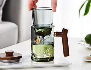 Tasse à thé en <span class=keywords><strong>verre</strong></span> cylindrique résistant à la chaleur, 500 ml, ensemble de tasses à thé, séparation eau-thé, tasse de bureau, ensemble de tasses à thé haut de gamme - Product Image 6